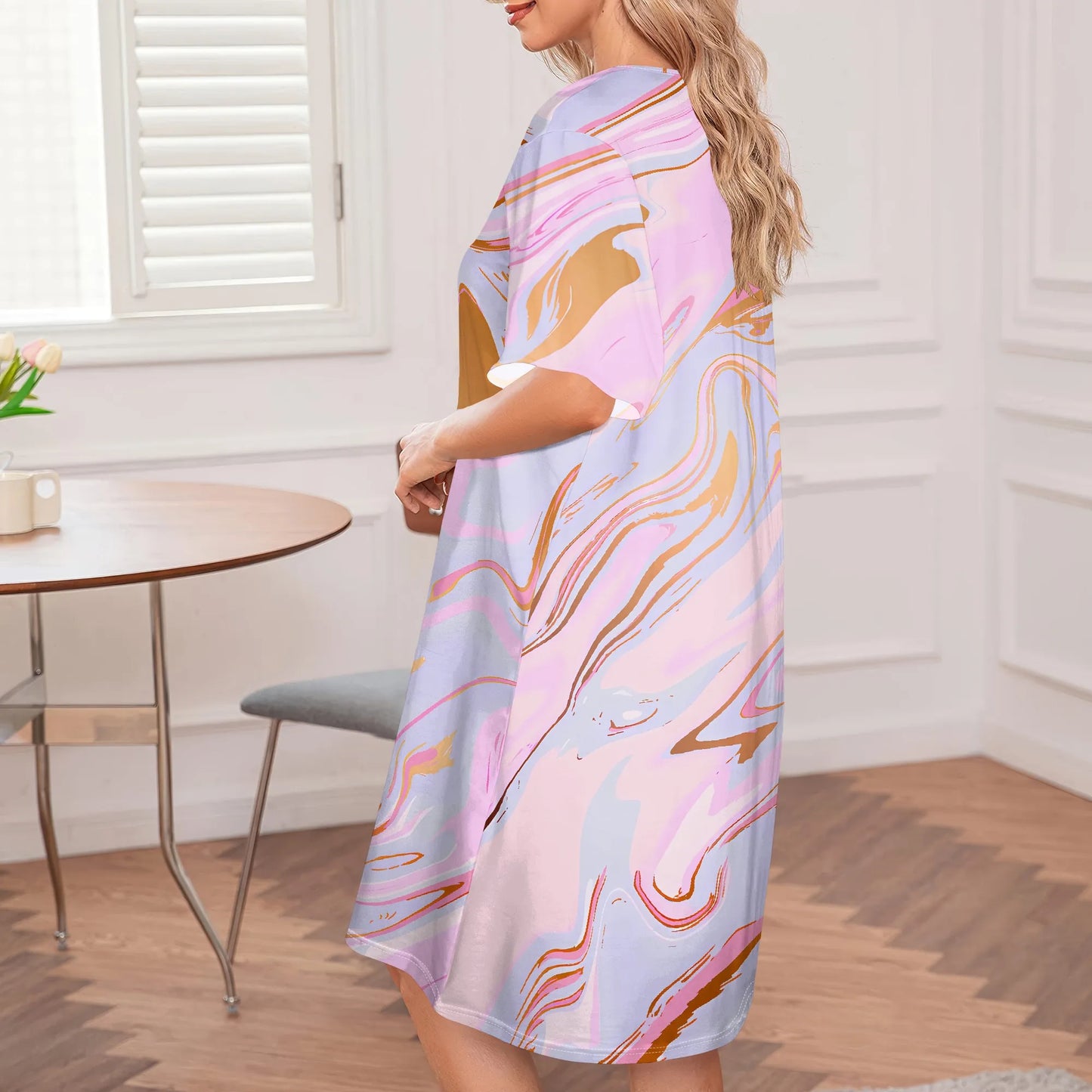 house dress  for women short sleeve house coats dusters robe moomoo nightgowns with pockets