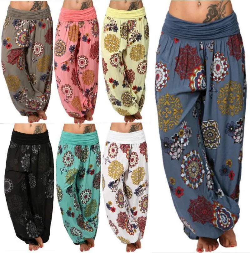 Women's Clothing Haren Pants New Digital Print Long Wide Leg Pants Retro Casual Pants Vacation Style Party Outfit