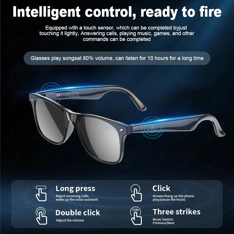 2025 New Smart Glasses Men Multiple Language Al Intelligent Translation Anti-blue Lens Wireless Call Voice Assistant Glasses Man
