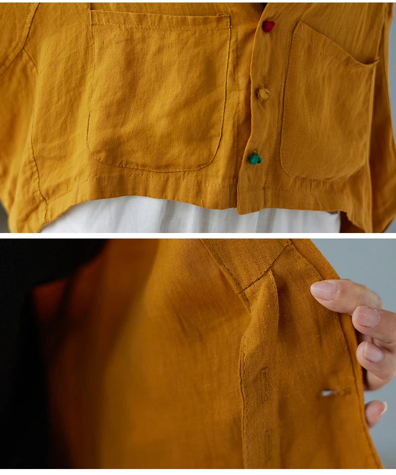 Women Long Sleeve Jackets New 2022 Autumn Vintage Style All-match Loose Comfortable Cotton Linen Female Casual Coats B2100