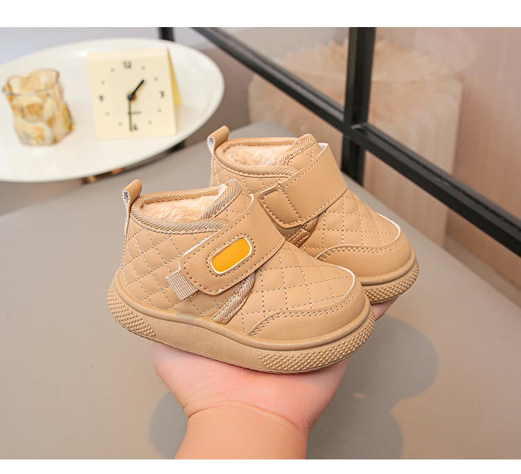 Kids'Casual Shoes Ankle Boots PU Leather Water-Resistant Winter Shoes For Children Anti-slip Warm Pink Black Shoes Size 21-31