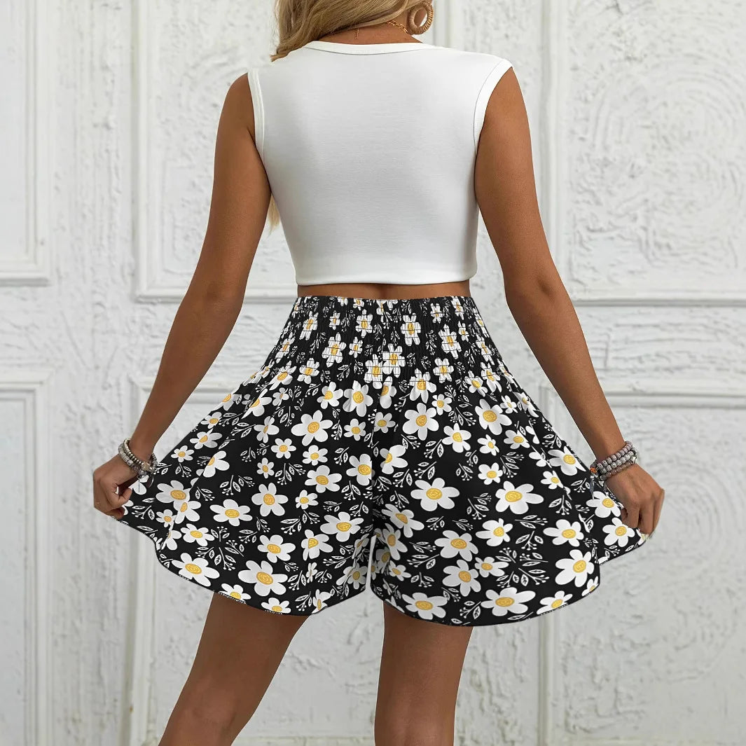 European and American cross-border hot sale floral print shorts women's summer fashion and comfort to wear beach shorts pants