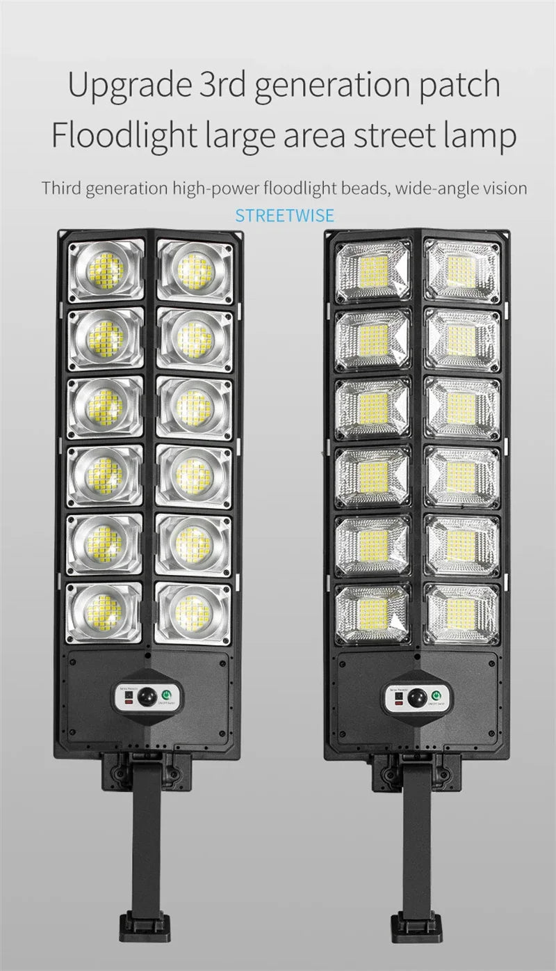 Solar Street Lights with Radar Sensor Outdoor Lighting Solar Powered Road  Light Remote Garden Patio Security Flood Light