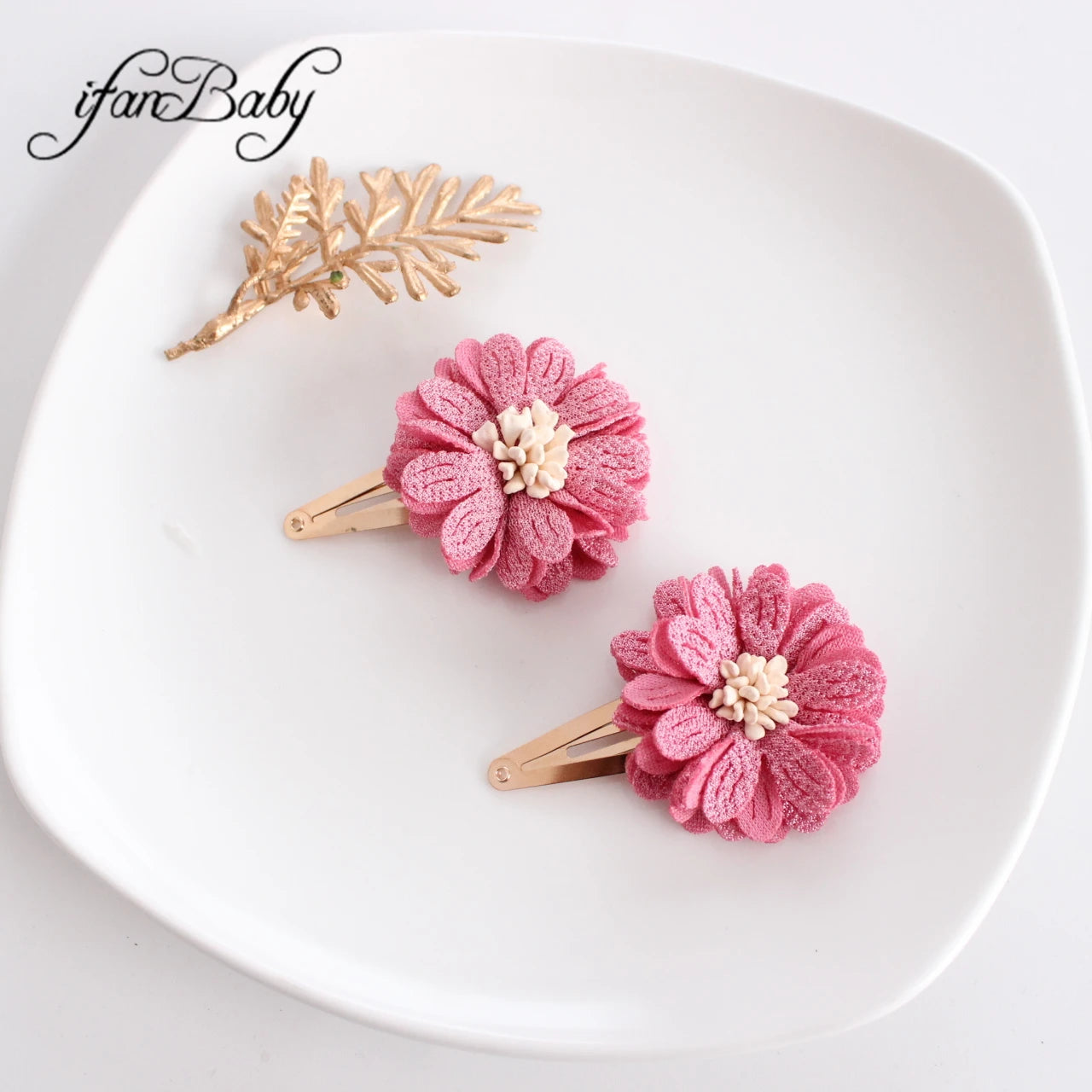 Fashion Flower BB Hair Clips Pin Headwear For Baby Kids Girl Hair Accessories 2 PCS/SET