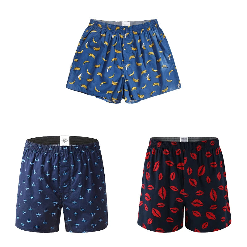 3PCS Men Shorts Boxers Mens Underwear Cotton Loose Shorts Male Plain Underwear Homewear Comfortable Boxer for Man Mens Panties