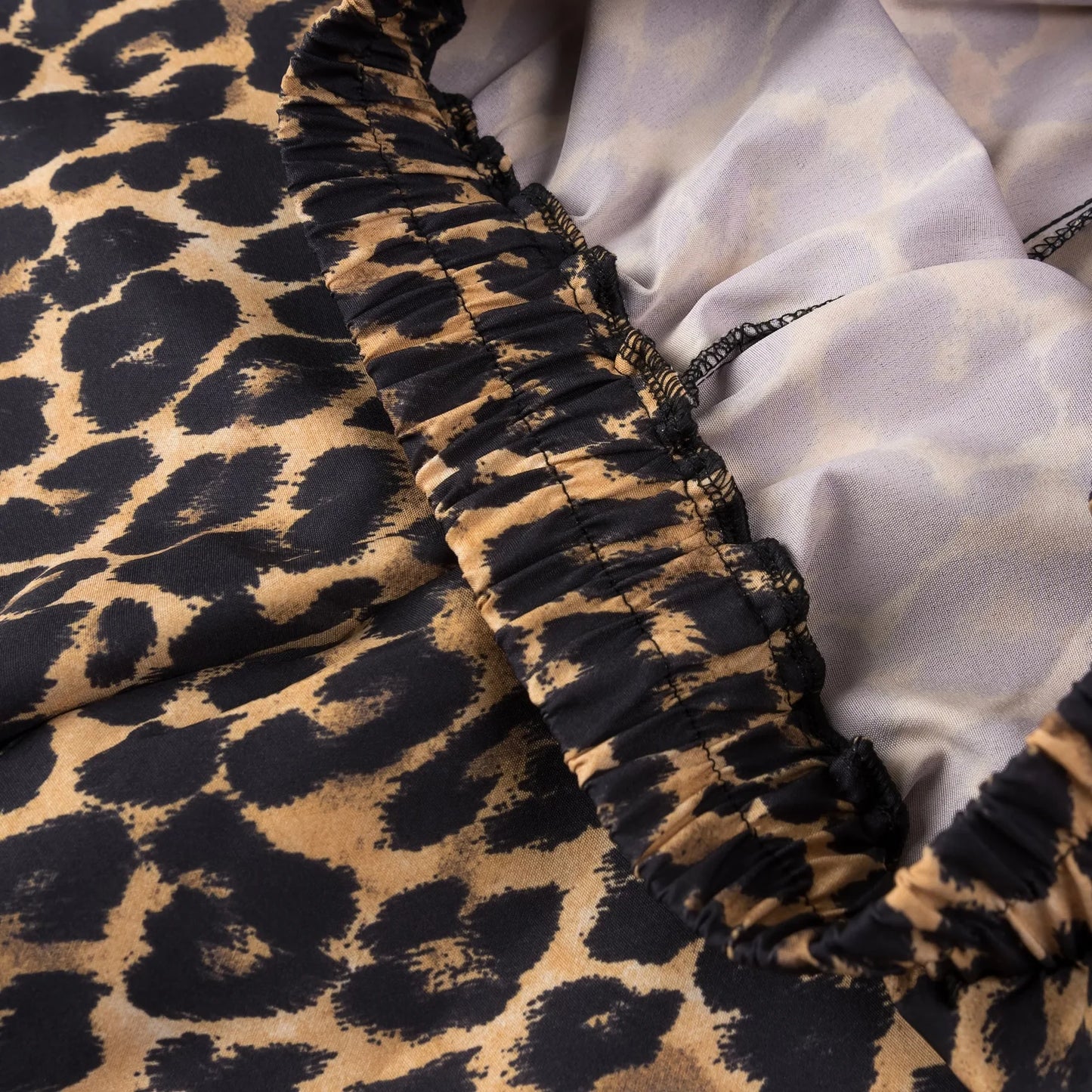 Women Summer New Women's Fashion Versatile Animal Print Elastic Waist Drop Mid Waist Wide Leg Pants