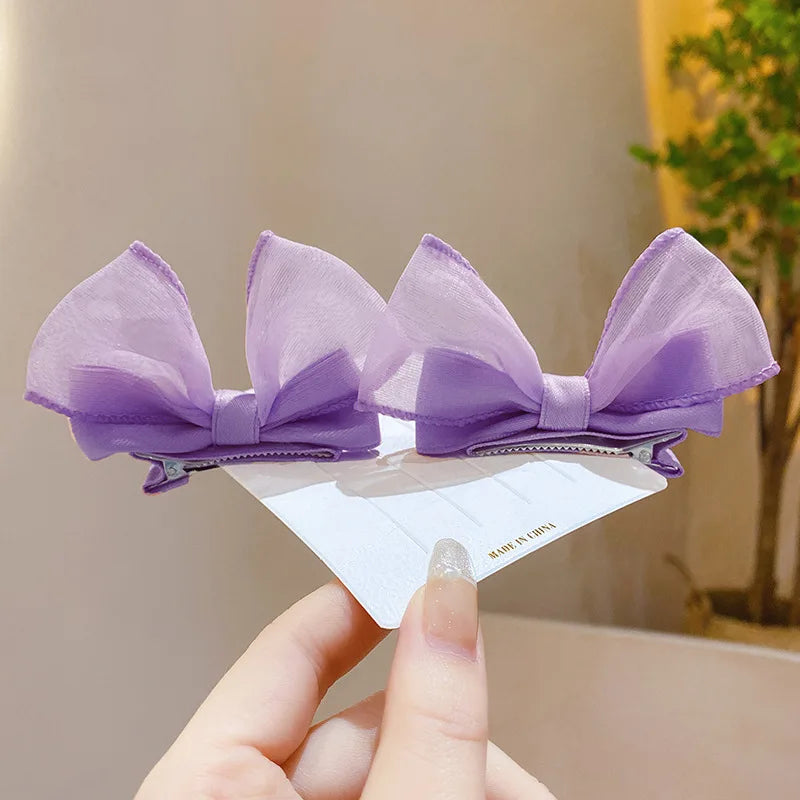 2PCS New Lovely Stereoscopic Bowknot Kids Hairpins Baby Hair Clips Headdress Girls Hair Accessories Children Headwear