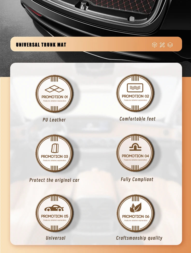 Universal Car Trunk Carpets Rear Rugs Auto Accessories Interior Products Covers Parts Waterproof Automobiles Custom Replacement