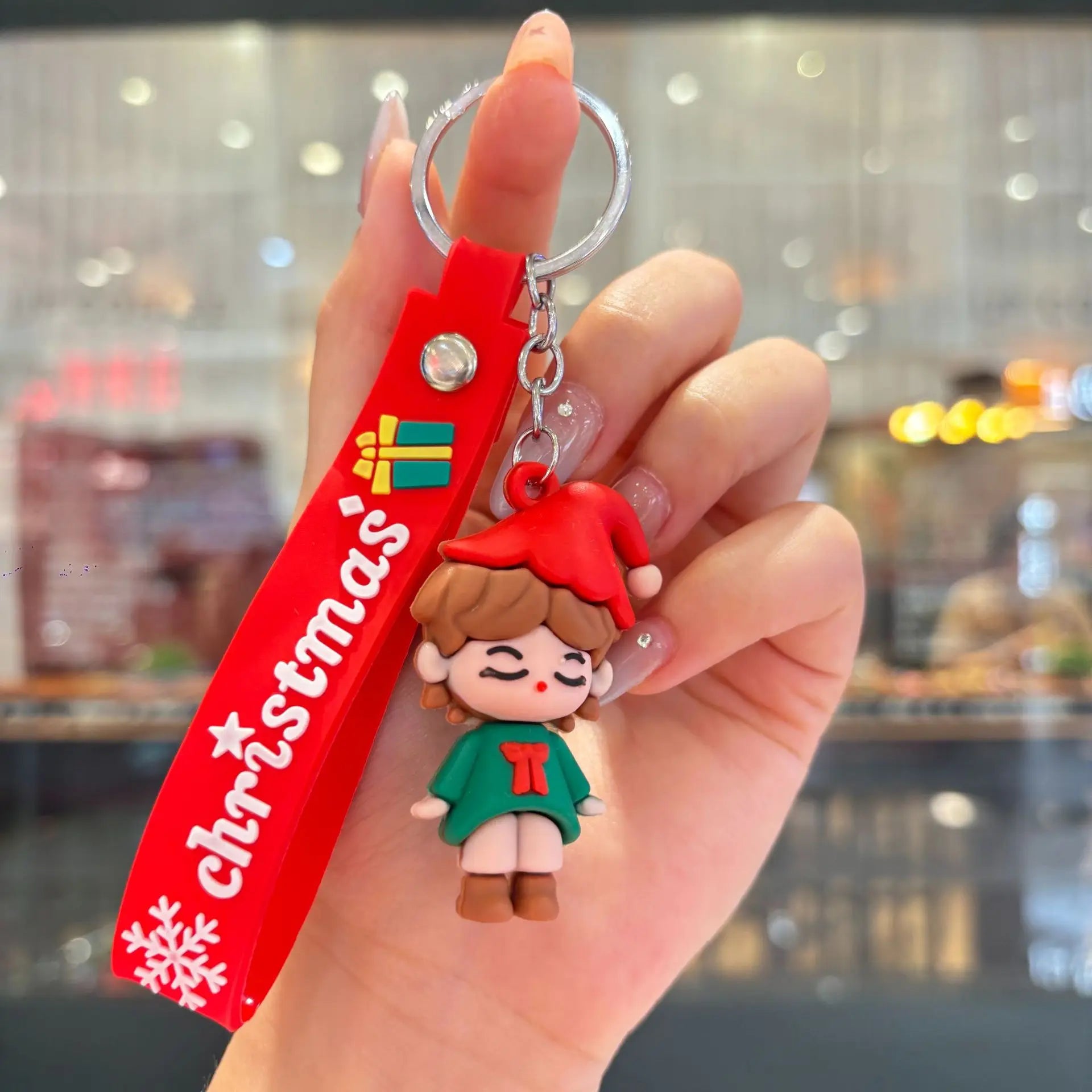 Christmas Gift 2025 Cute Santa Keychain Cartoon Pendant for Bag Car Keys Decor Stocking Stuffer for Kids Children Daughter Son