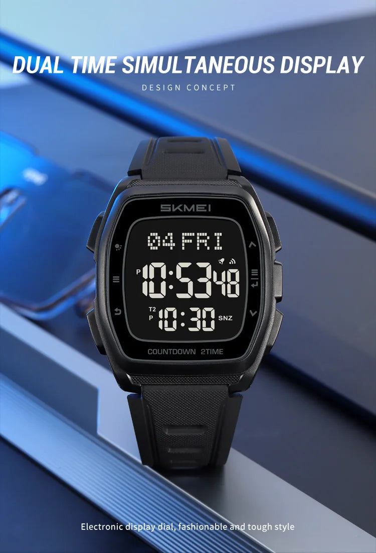 SKMEI 2441 LED Display Electronic Mens Wristwatches Waterproof Countdown Sport Watch for Men Military Digital Clock Reloj Hombre