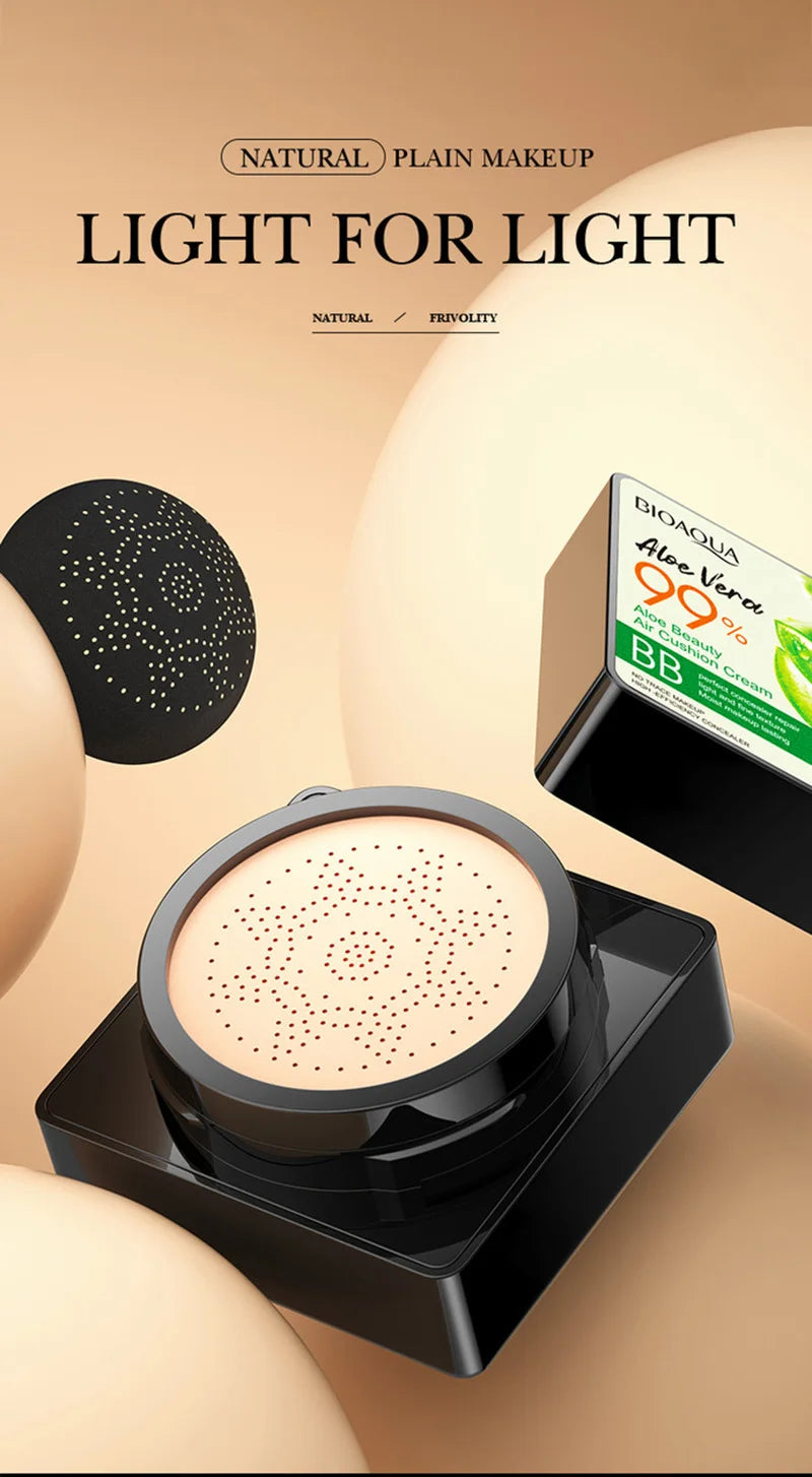 BIOAOUA Aloe Vera Beauty Air Cushion BB Cream Concealer Oil Control Brighten Skin Tone Isolation Foundation Cream Facial Makeup
