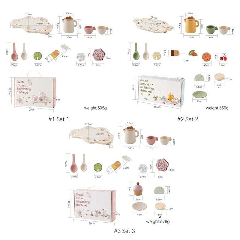 Kids Wooden Montessori Toys Afternoon Tea Set Pretend Play Kitchen Food Learning Role Play Game Baby Early Educational Toys Gift