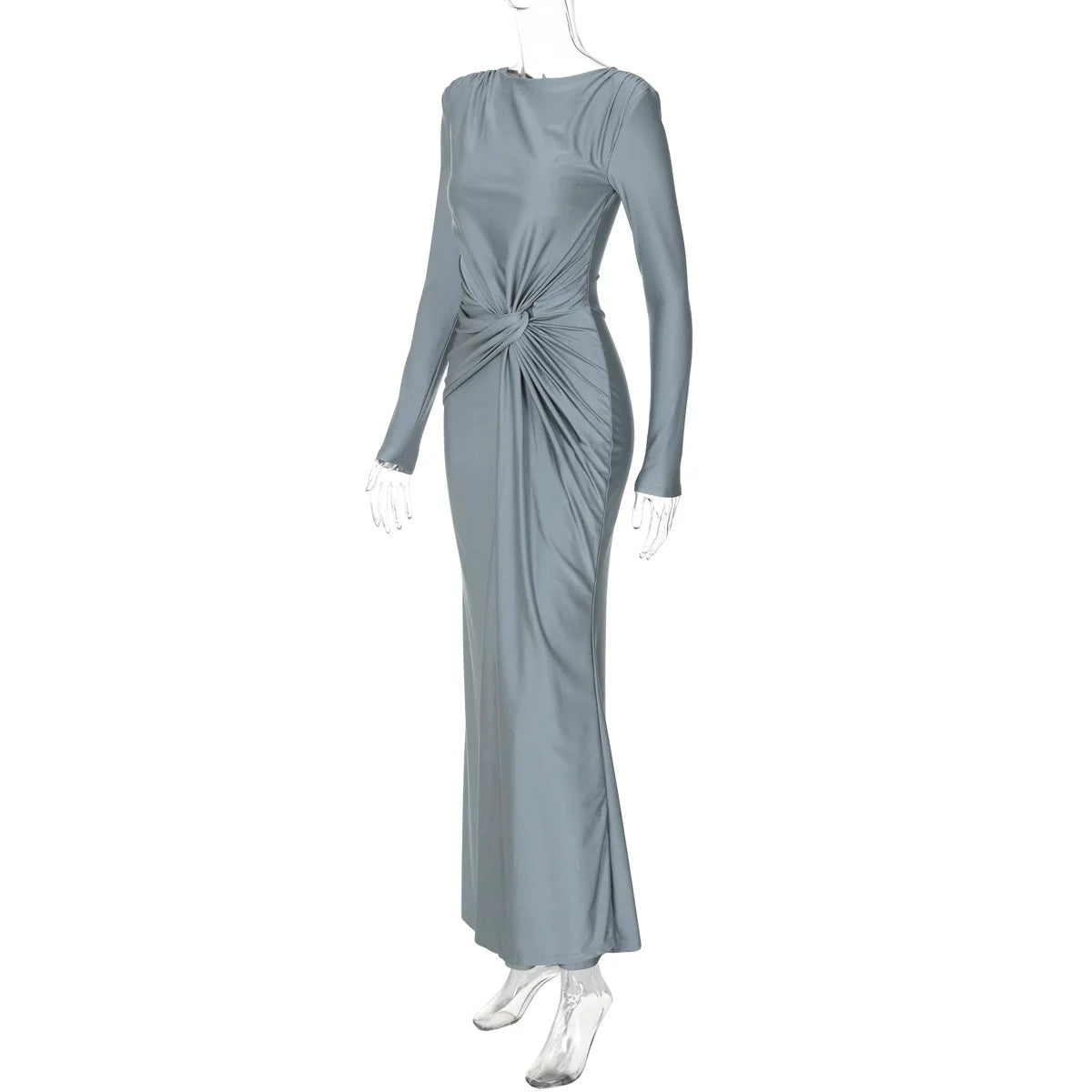 Women's Evening Dress Spring Summer New Fashion Slim Solid Color Casual Round Neck Long Sleeve Long Dress Elegant Party Dresses