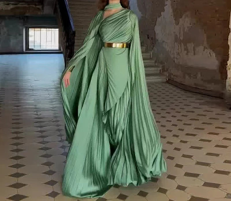 Women's Dresses Temperament Fashion 2025 Autumn New Batwing Sleeve Shawl Split Elegant Party Vestidos Evening Long Dress