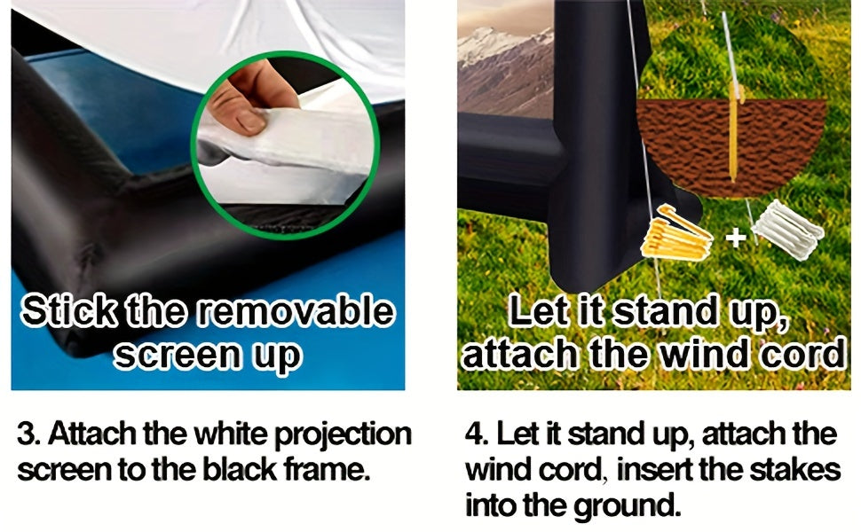 20 ft Outdoor Inflatable Projector Screen - Supports Front and Rear Projection - Includes Inflation Air Blower Storage Bag, Easy Set Up Blow Up Screen for Backyard Movie Night, Theme Parties, Celebrations