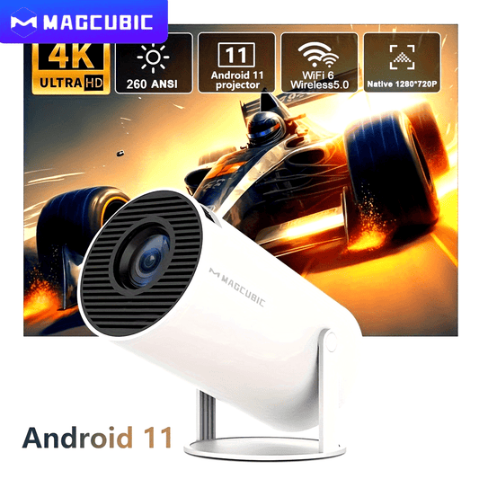Home Theater Projector - Android 11.0, 260ANSI, WiFi6, Dual WiFi, 4K Resolution, Auto Correction, HD 1280*720p, Wireless 5.0, US Plug, Allwinner H713, Mali-G312 - Perfect for Movie Nights and Gaming