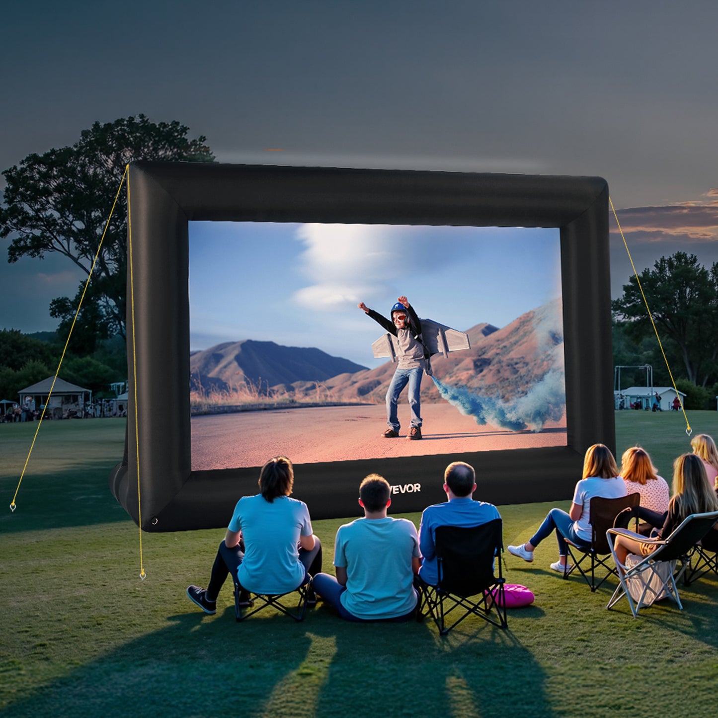 VEVOR 14/16/20FT Inflatable Projector Screen, Inflatable Movie Screen Outdoor with 120/250W Air Blower Projector Screen Oxford Fabric Material Blow Up Screen for Outdoor Backyard, Home Theater, Theme Party