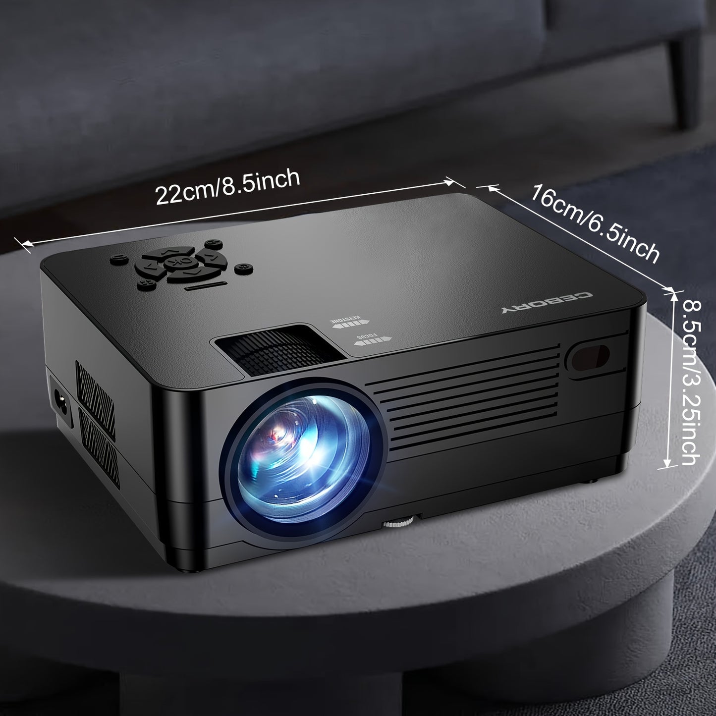 5G WiFi BT Native 1080P Projector [Projector Screen And Bag Included], 300" Display Home Theater, 15000LM Full HD Movie Projector, Compatible With Smartphone, Laptop, Black