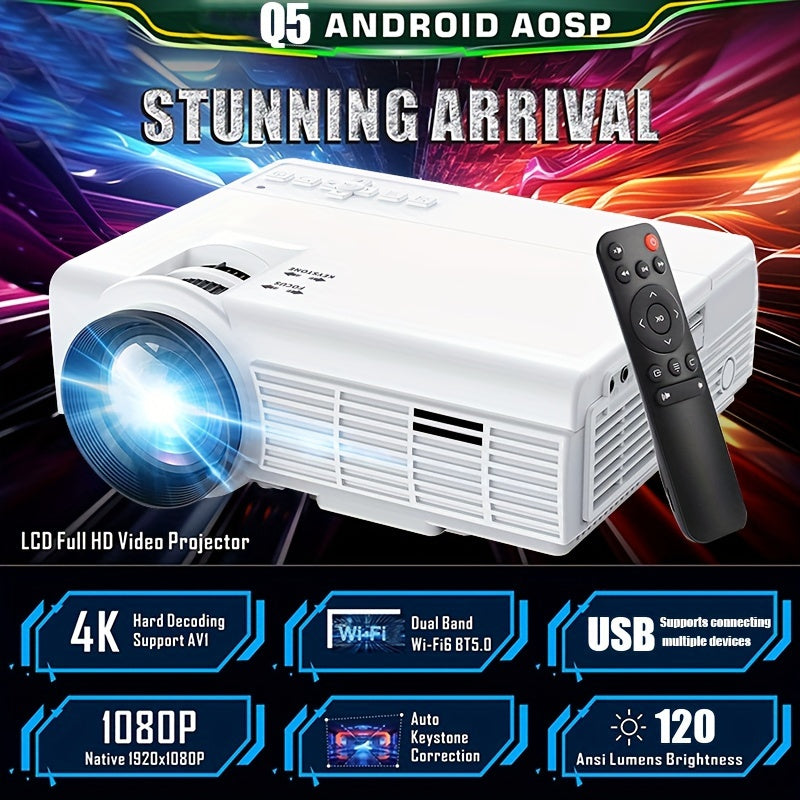 [2025 WiFi Projector] 2025 Upgrade Full HD 1080P Portable Video Projector With WiFi And Wireless | Home Theater, Wireless Screen Casting, Compatible With AV, TV Stick, Laptop, Smartphone | Suitable For Family Dinner, Birthday