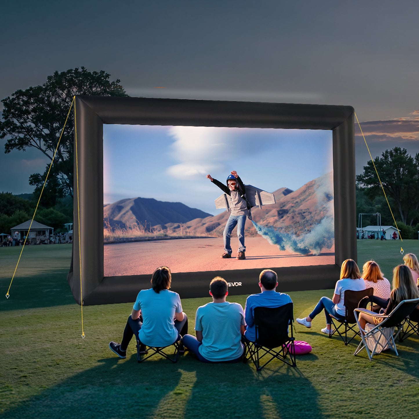 VEVOR 14/16/20FT Inflatable Projector Screen, Inflatable Movie Screen Outdoor with 120/250W Air Blower Projector Screen Oxford Fabric Material Blow Up Screen for Outdoor Backyard, Home Theater, Theme Party
