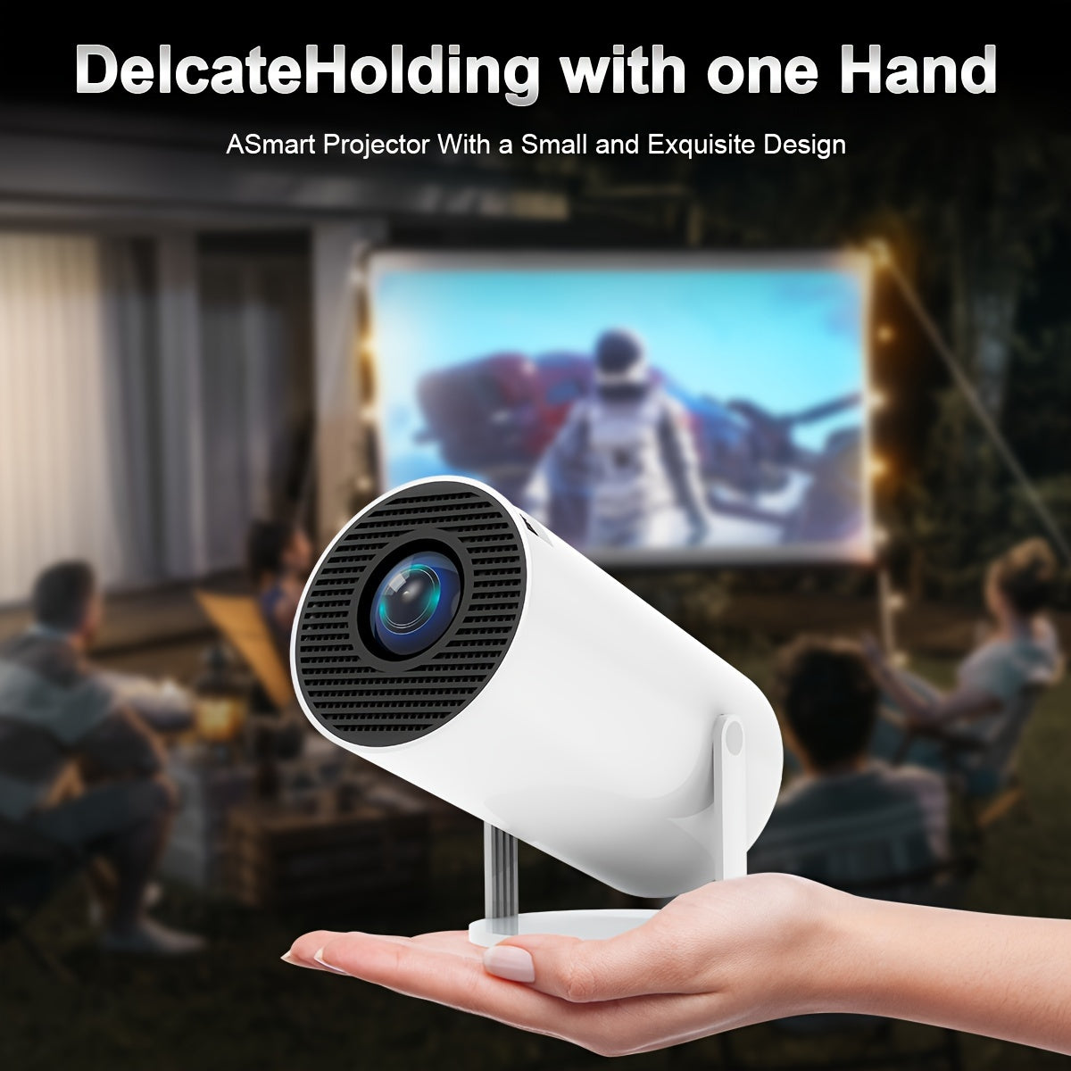 HY300 Mini Projector 4K Android 11.01080P 720 P 200ANSI Portable Wireless Home Outdoor Cinema 180° Projection Angle Adjustable