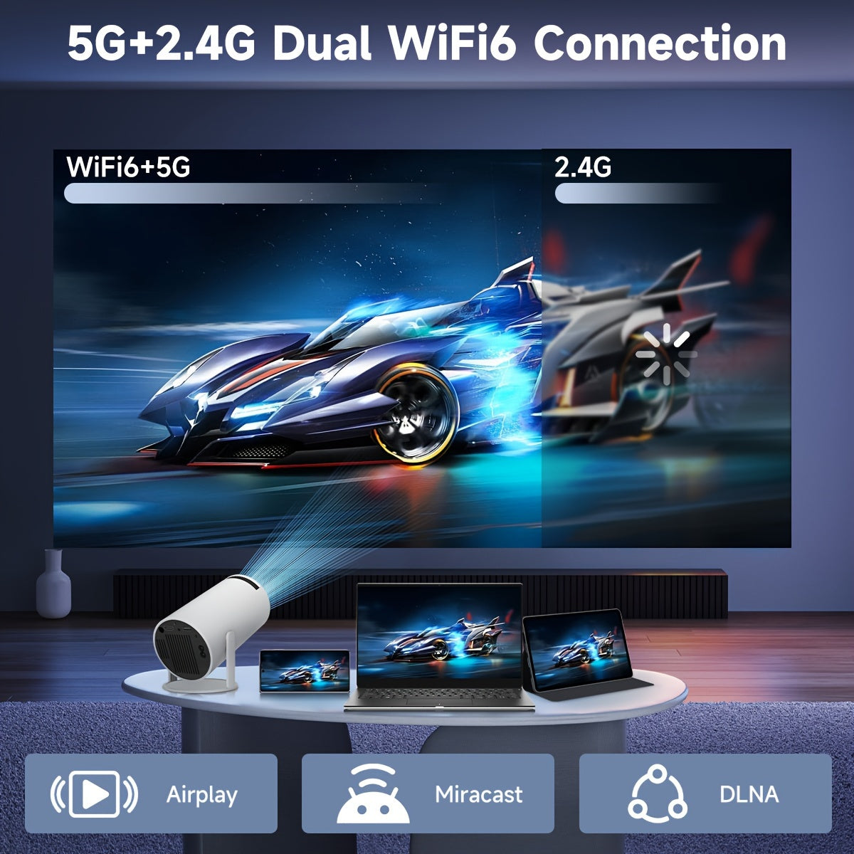 HY300 Mini Projector Smart Android 11.0 Dual WIFI Full Hd 720P 4k Portable Home Cinema Outdoor Theater
