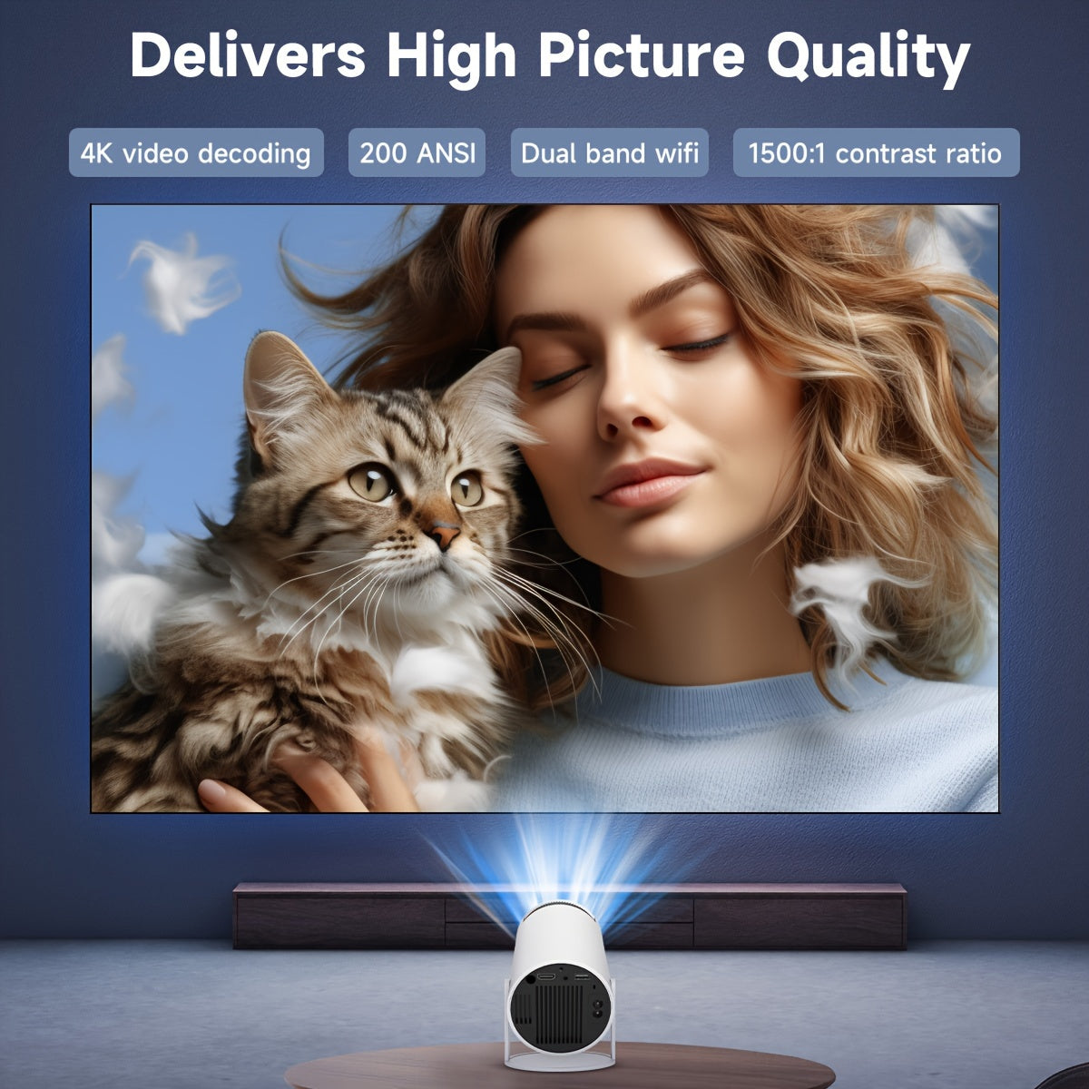 HY300 Mini Projector Smart Android 11.0 Dual WIFI Full Hd 720P 4k Portable Home Cinema Outdoor Theater