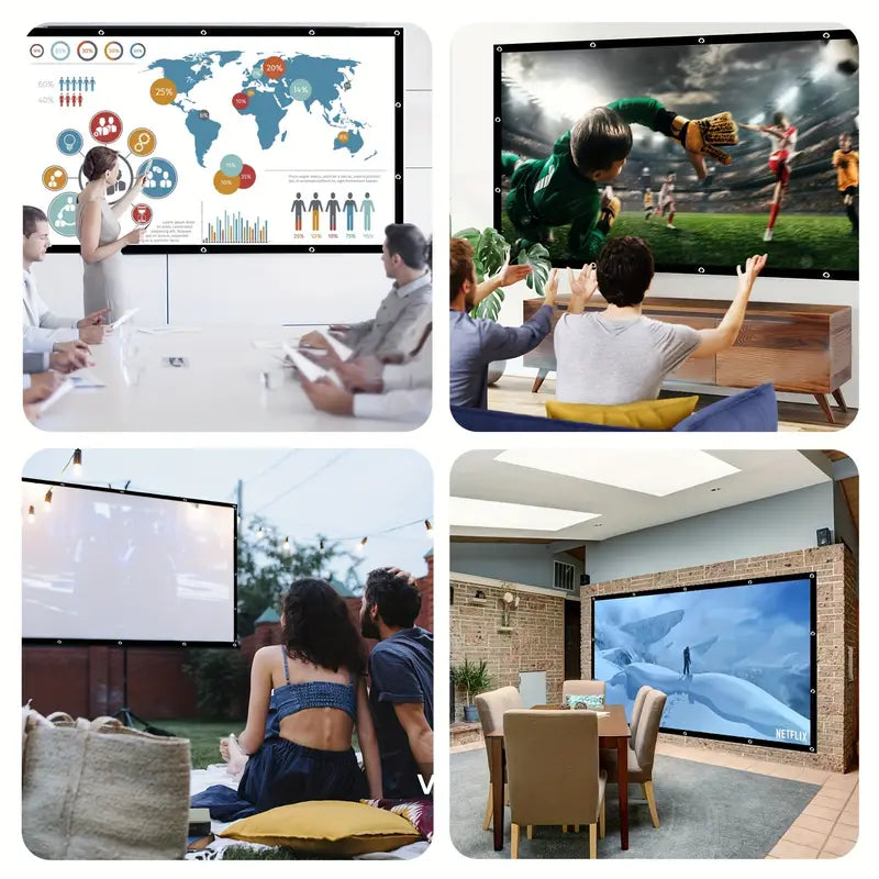 150 Inch Projector Screen, Movie Projector Screen 16:9 Folding Portable Anti-wrinkle Indoor And Outdoor Projection Double-sided Video Projector Screen, Suitable For Home, Party, Office
