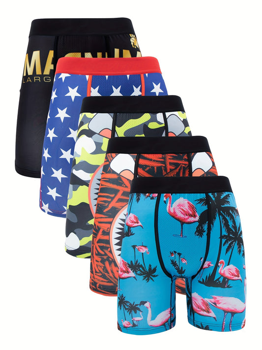 5Pcs Fashion Print Men Underwear Boxer Shorts